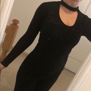 Express choker long sleeve top